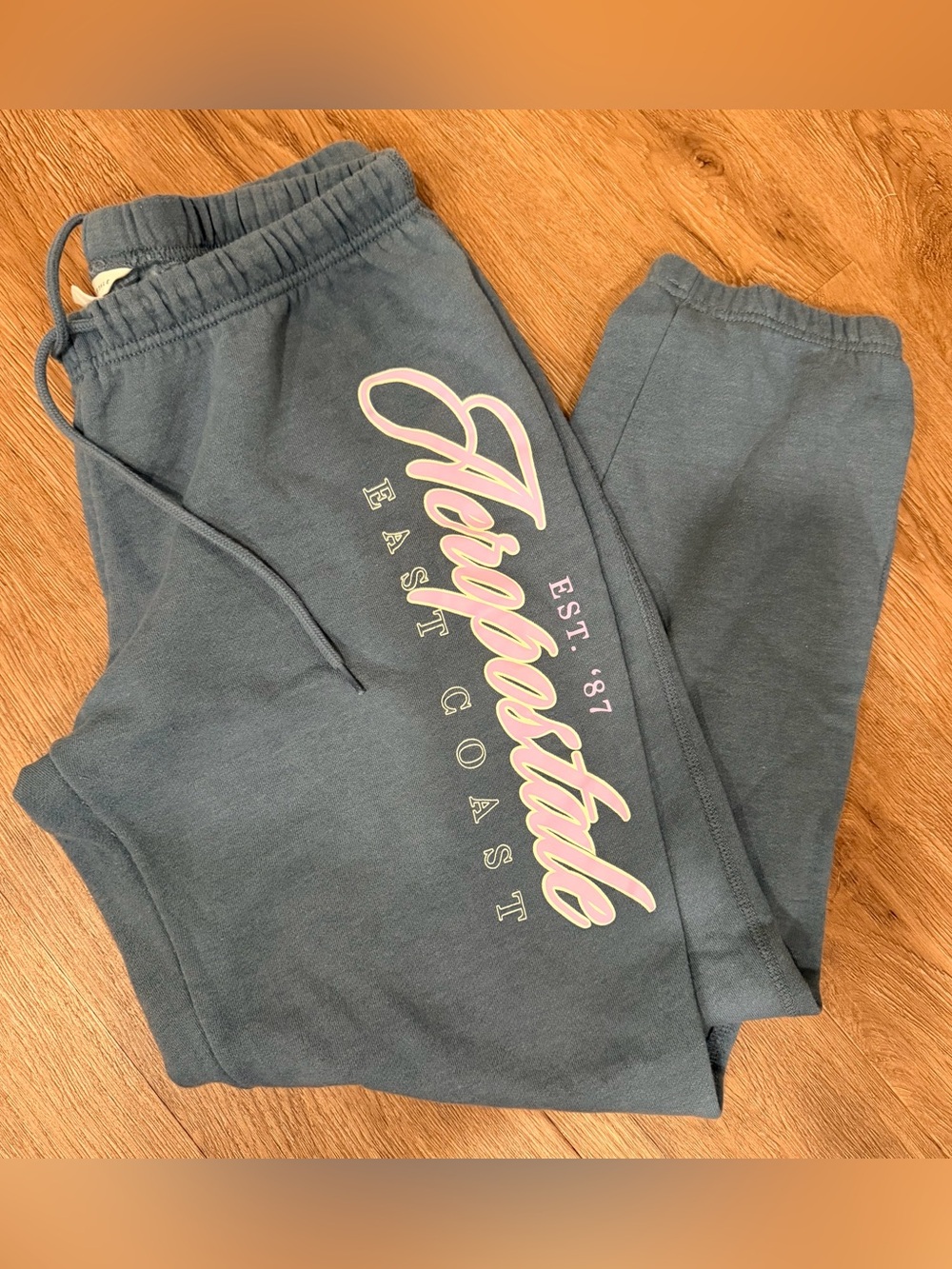 Aéropostale Set - Blue Hoodie & Sweatpants, East Coast Pink Logo - Picture 4 of 8